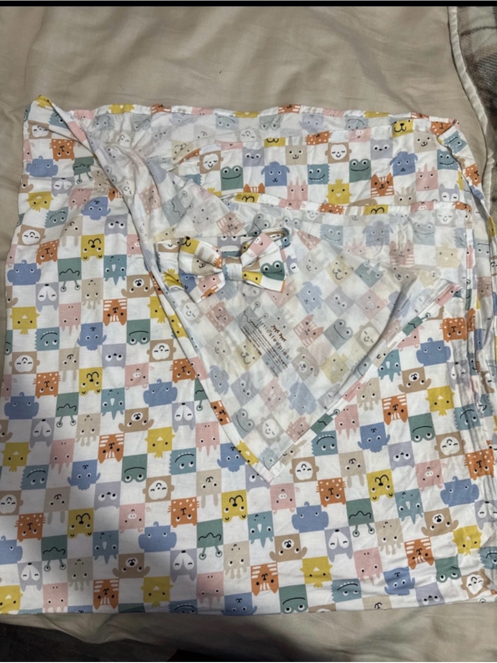 Kids Sleepwear Blanket Set - Pastel Animal Print